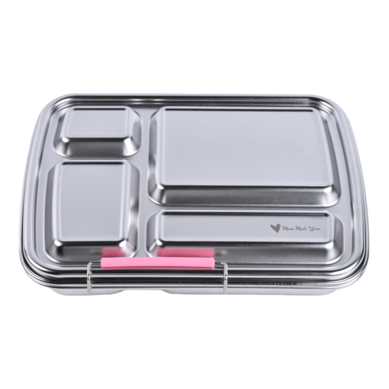 Mighty Stainless Steel Lunchbox – 4 Compartments (1040ml) – Light pink