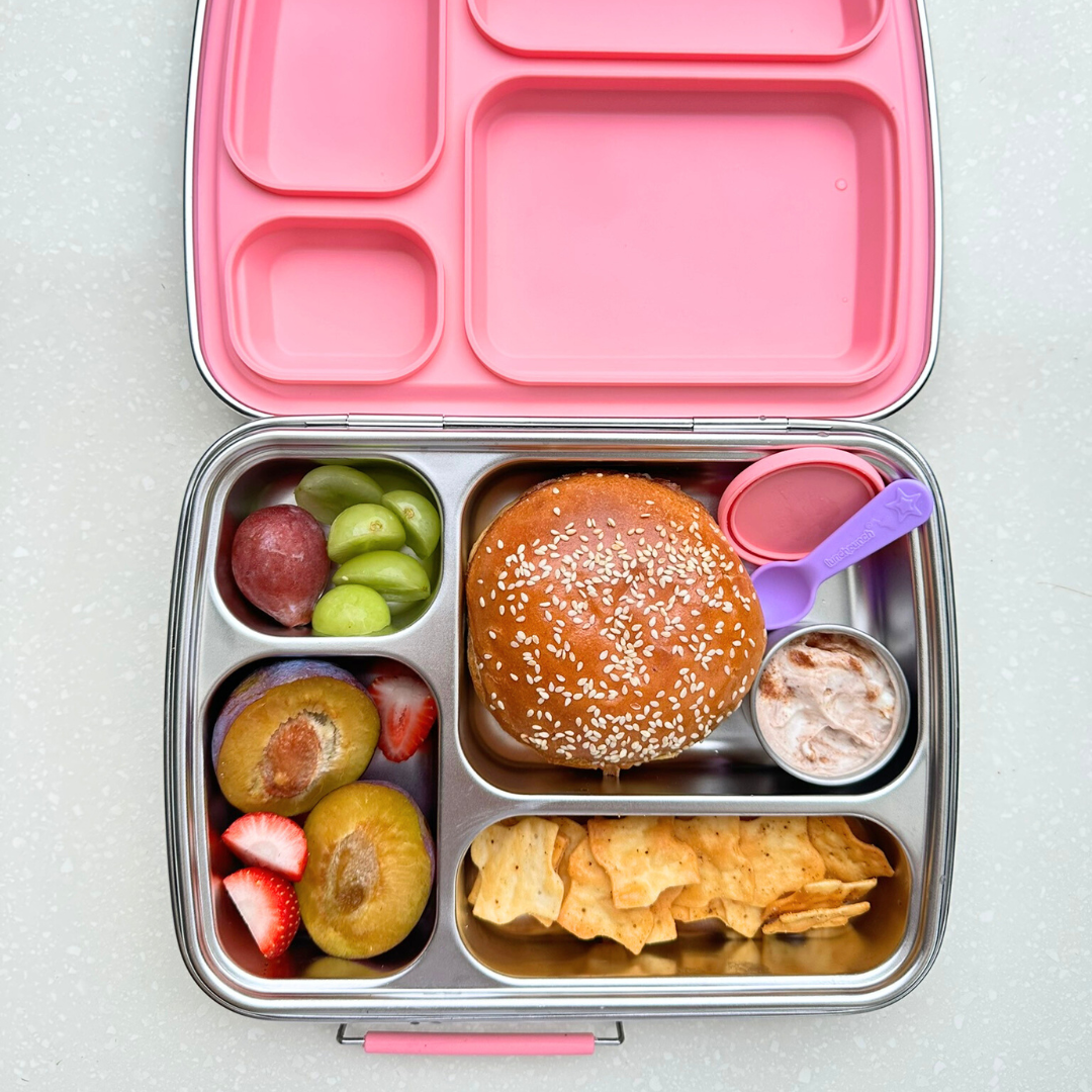 Mighty Stainless Steel Lunchbox – 4 Compartments (1040ml) – Light pink