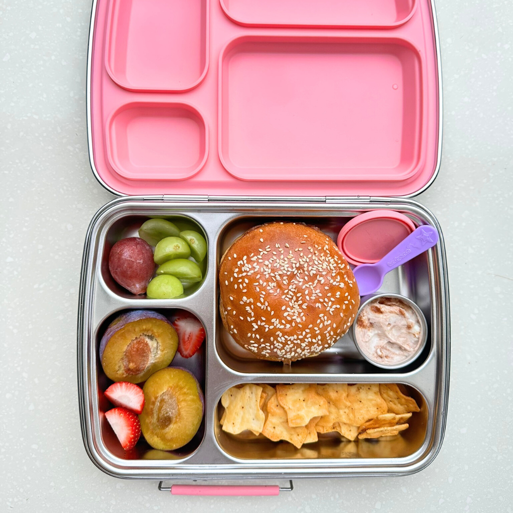 Light Pink Stainless Steel Bento Lunchbox Bundle – 4 Compartment + Mini Containers (Plastic-Free)