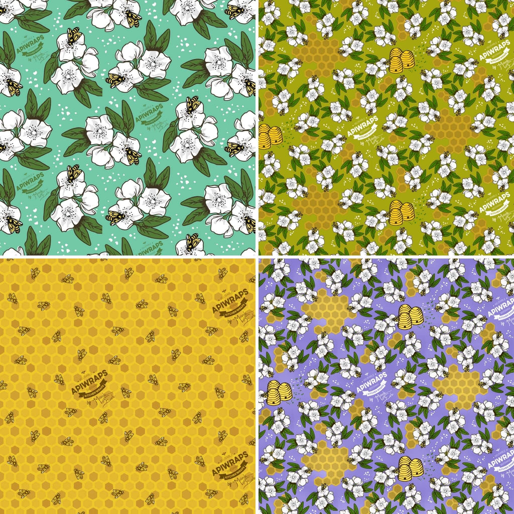 Apiwraps Kitchen Basics Beeswax Wraps, 3 pack