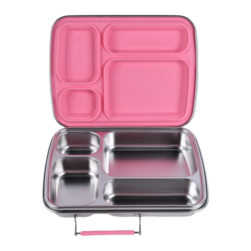 Mighty Stainless Steel Lunchbox – 4 Compartments (1040ml) – Light pink