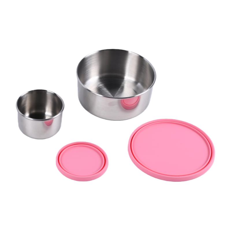 Mighty Minis Stainless Steel Round Containers – Set of 2 - Light Pink