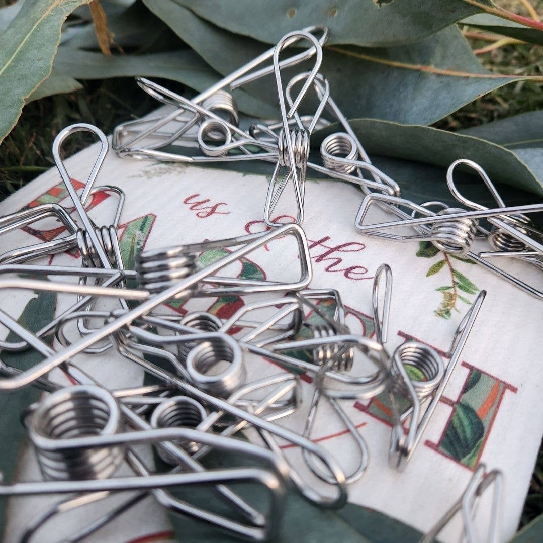 Stainless Steel Clothes Pegs: 16 Pieces, plastic free