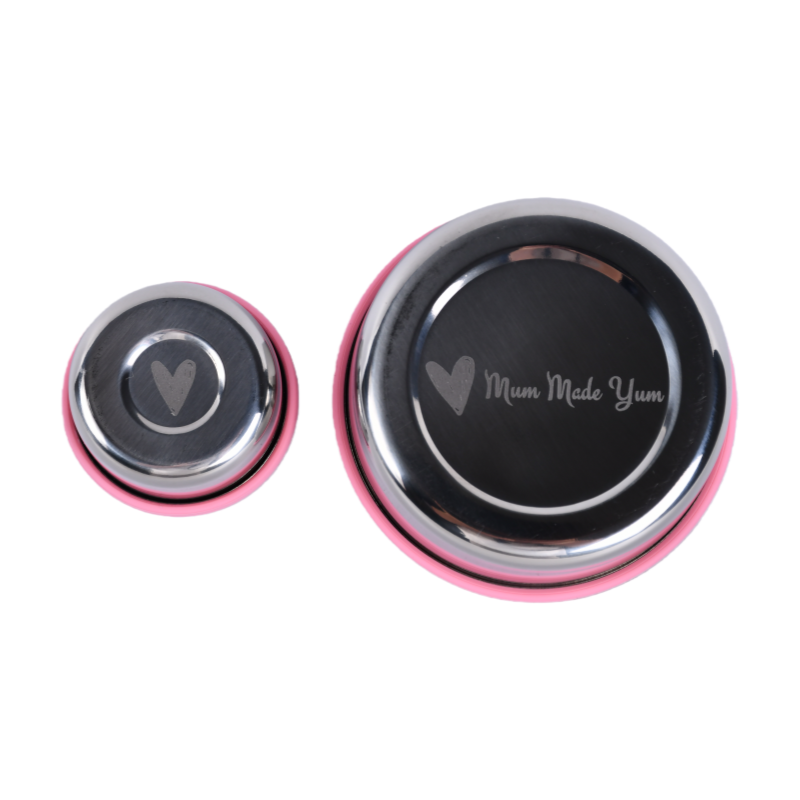 Mighty Minis Stainless Steel Round Containers – Set of 2 - Light Pink