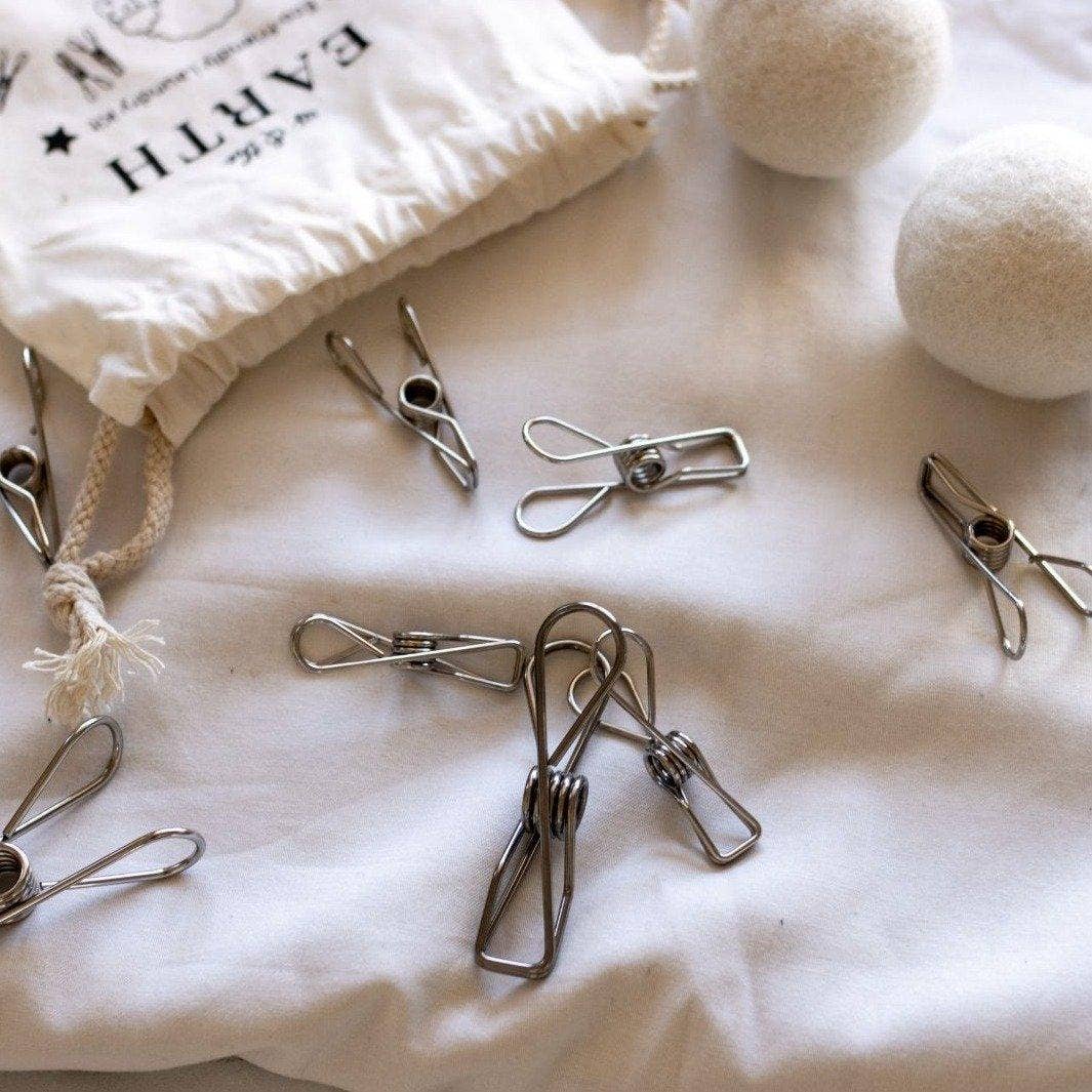 Stainless Steel Clothes Pegs: 16 Pieces, plastic free