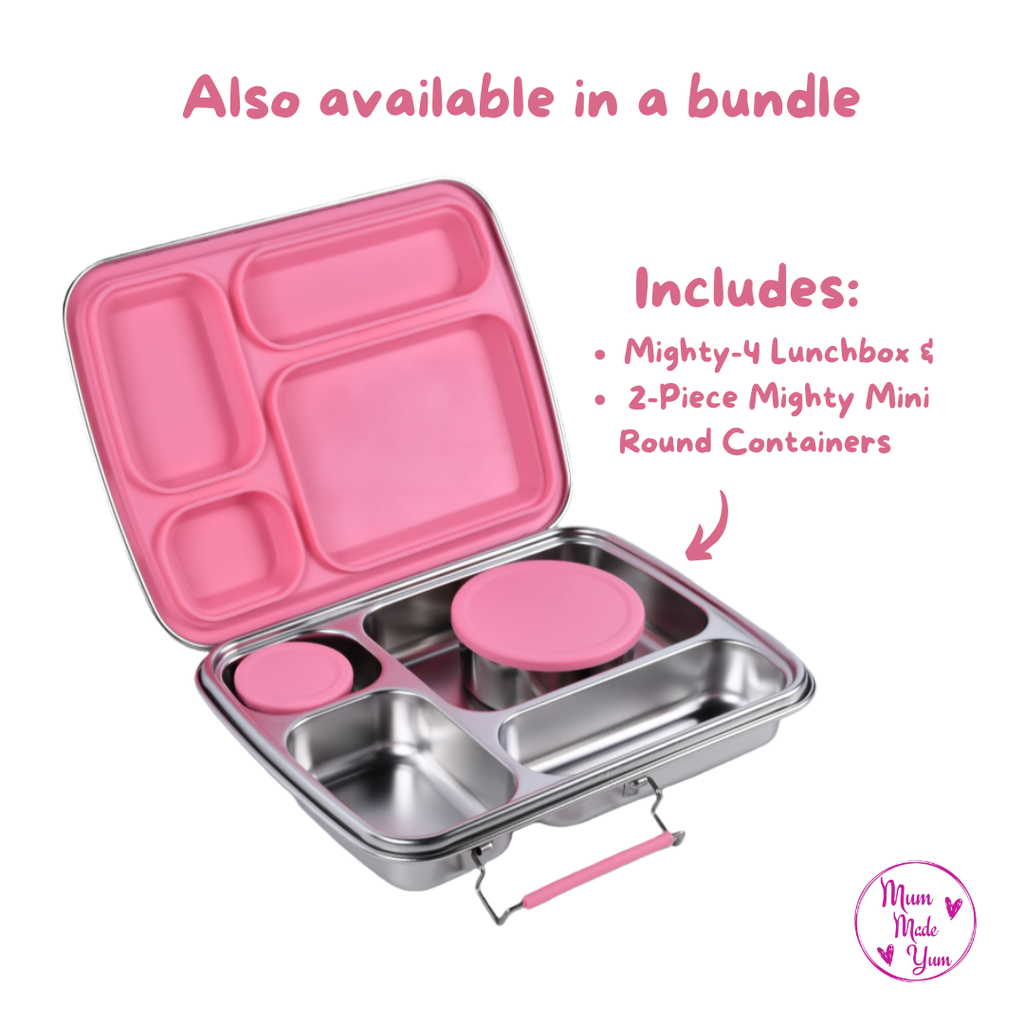 Mighty Stainless Steel Lunchbox – 4 Compartments (1040ml) – Light pink