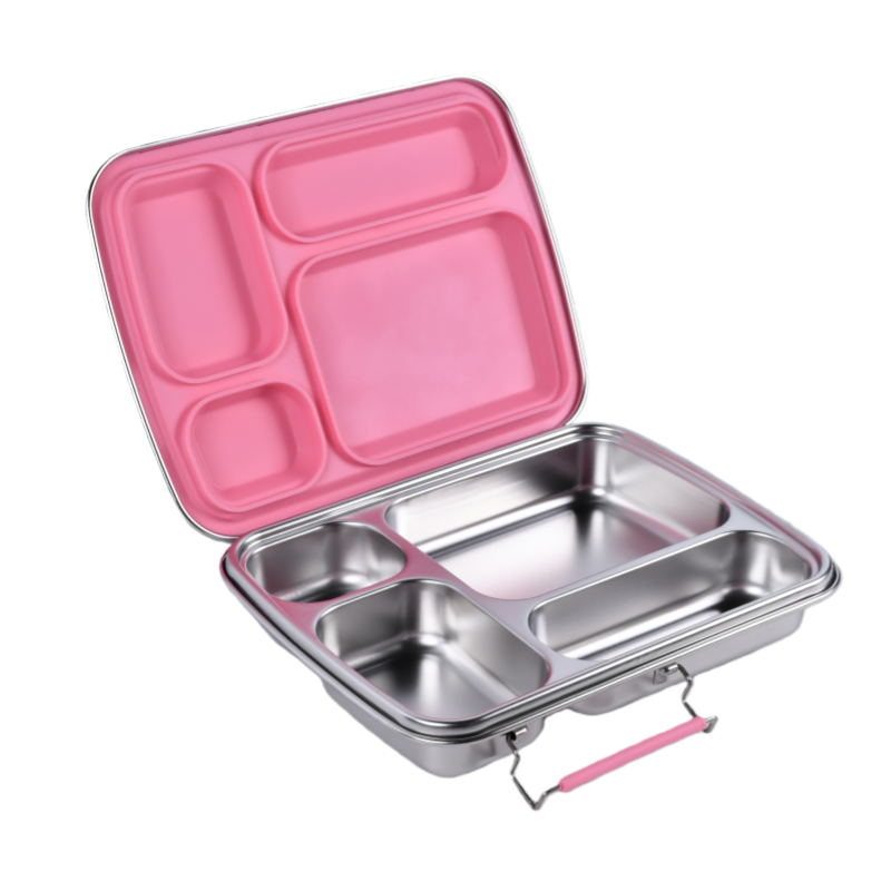 Mighty Stainless Steel Lunchbox – 4 Compartments (1040ml) – Light pink